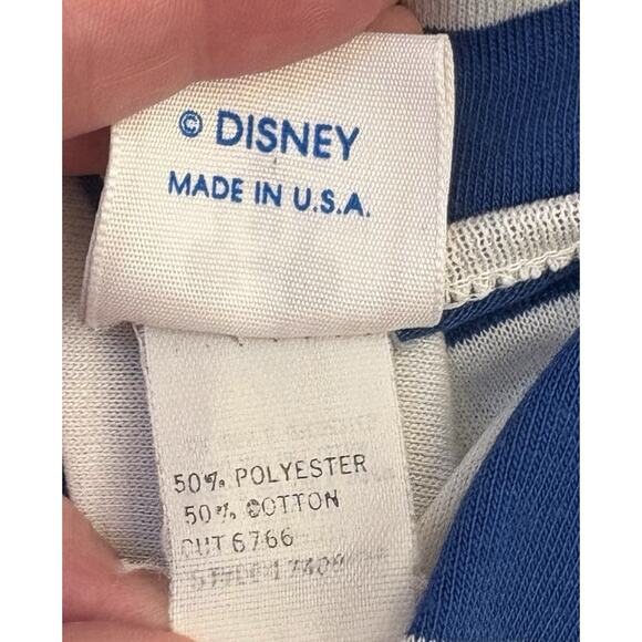 Vintage Disney Wear Striped Henley Short Sleeve Shirt Mickey Mouse Logo Large - Picture 5 of 5